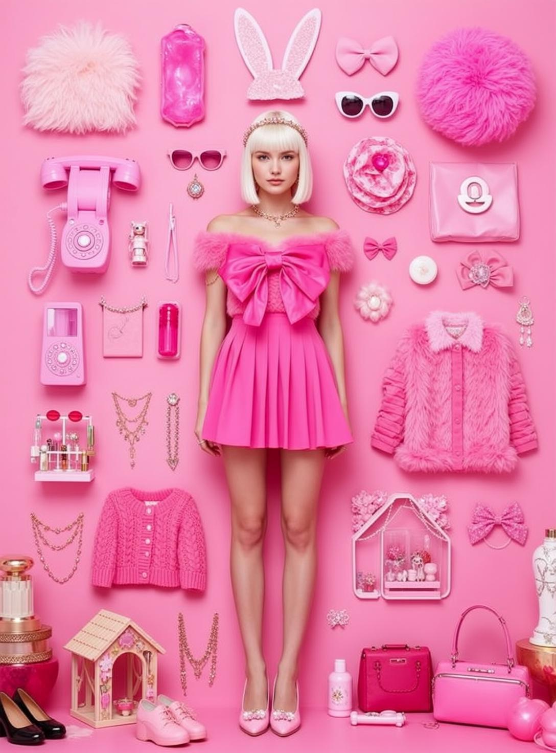 Barbiecore Young Short Blonde Bob Fair Off-the-shoulder
