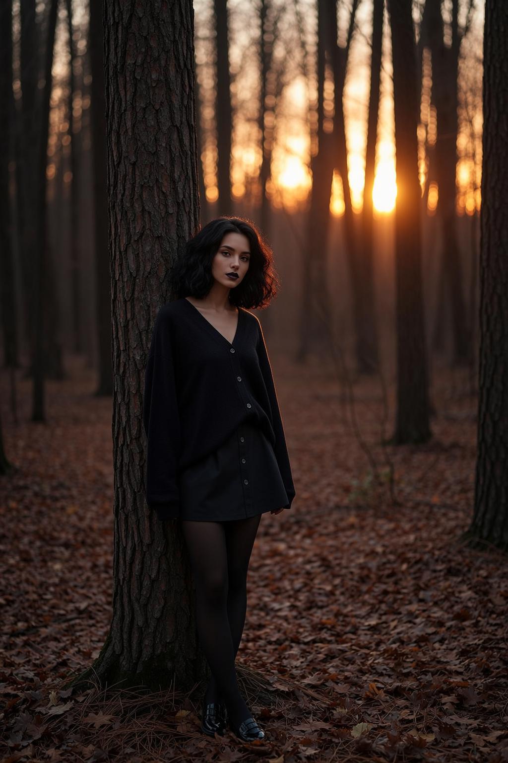 Black Cardigan Mini Skirt