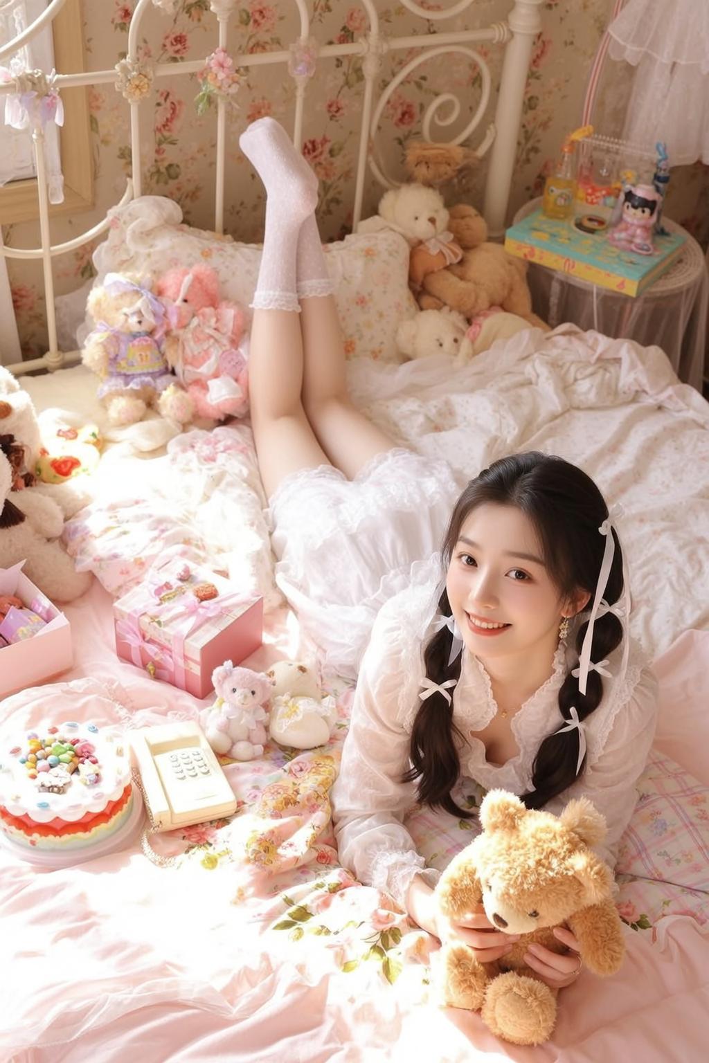 Balletcore Lying Her Back Bed Legs Bent