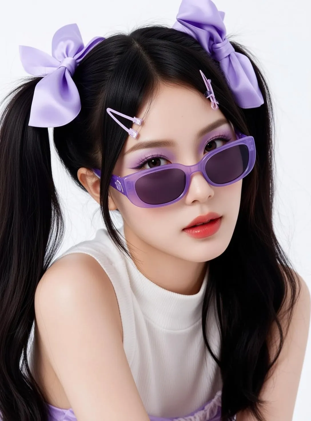 Purple Sunglasses Pigtail Portrait