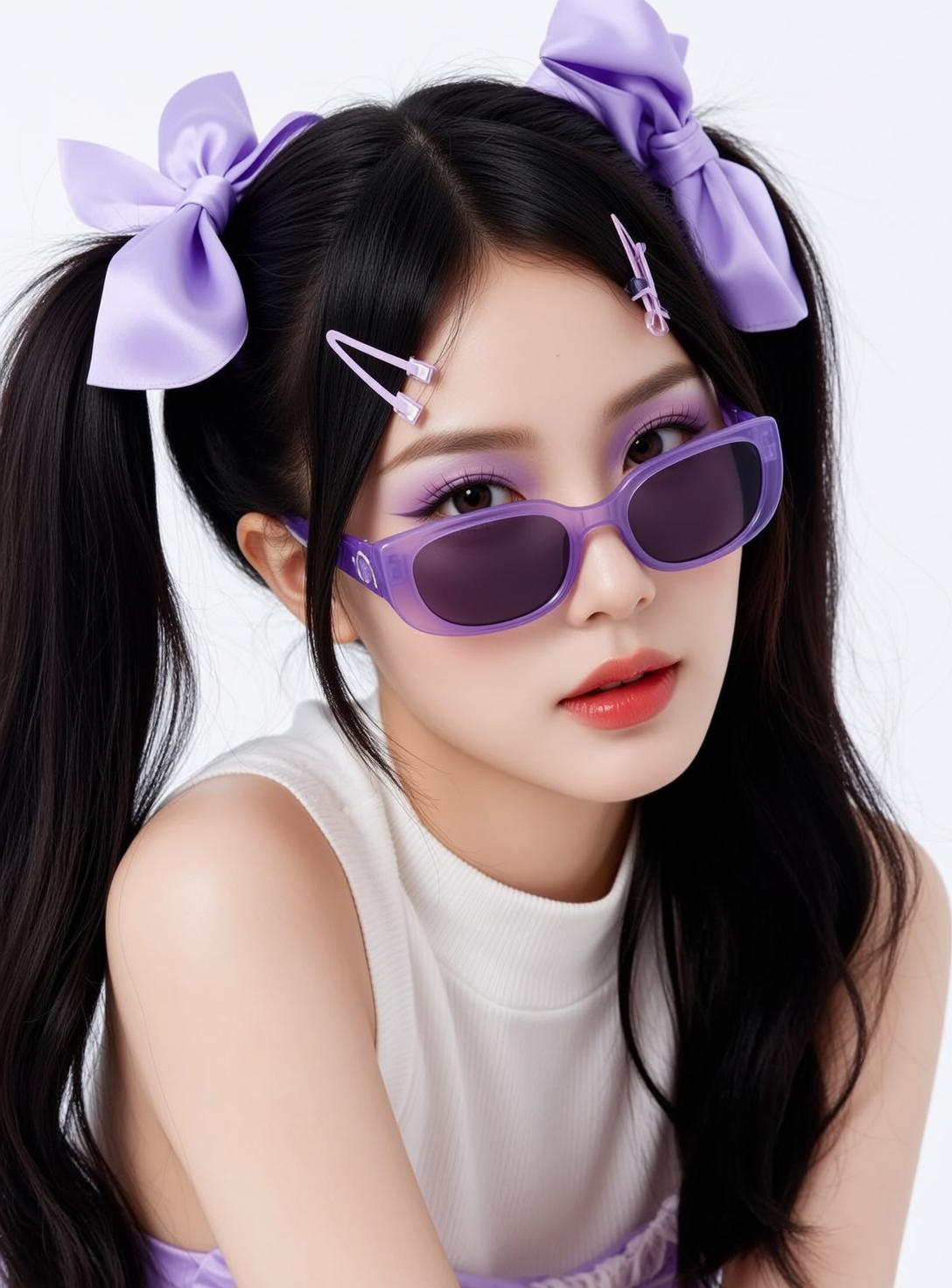 Purple Sunglasses Pigtail Portrait