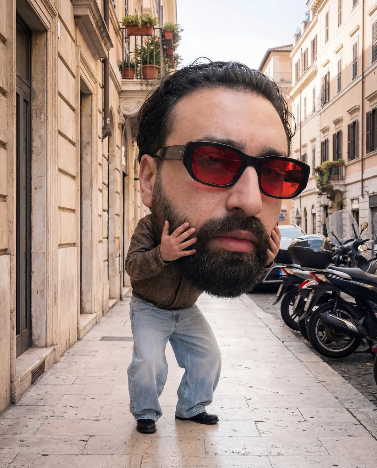 Sunglasses With Giant Head Surreal Effect