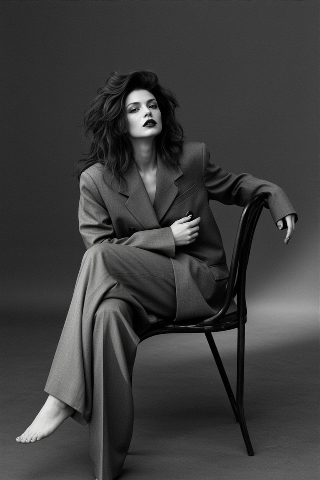 Full-length Black And White Medium Shot Photograph Captures Woman With