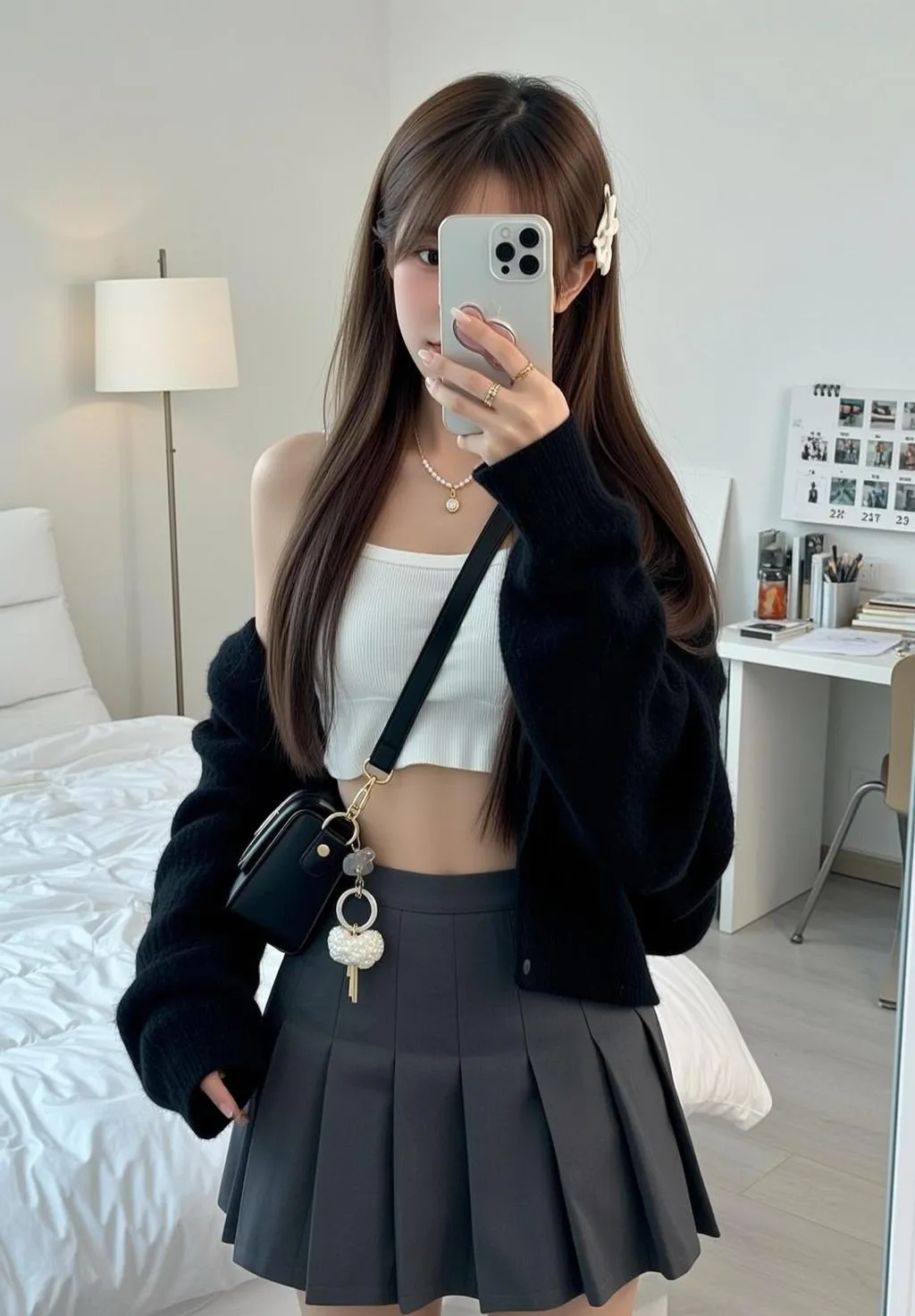 Necklace And Rings In Mirror Selfie