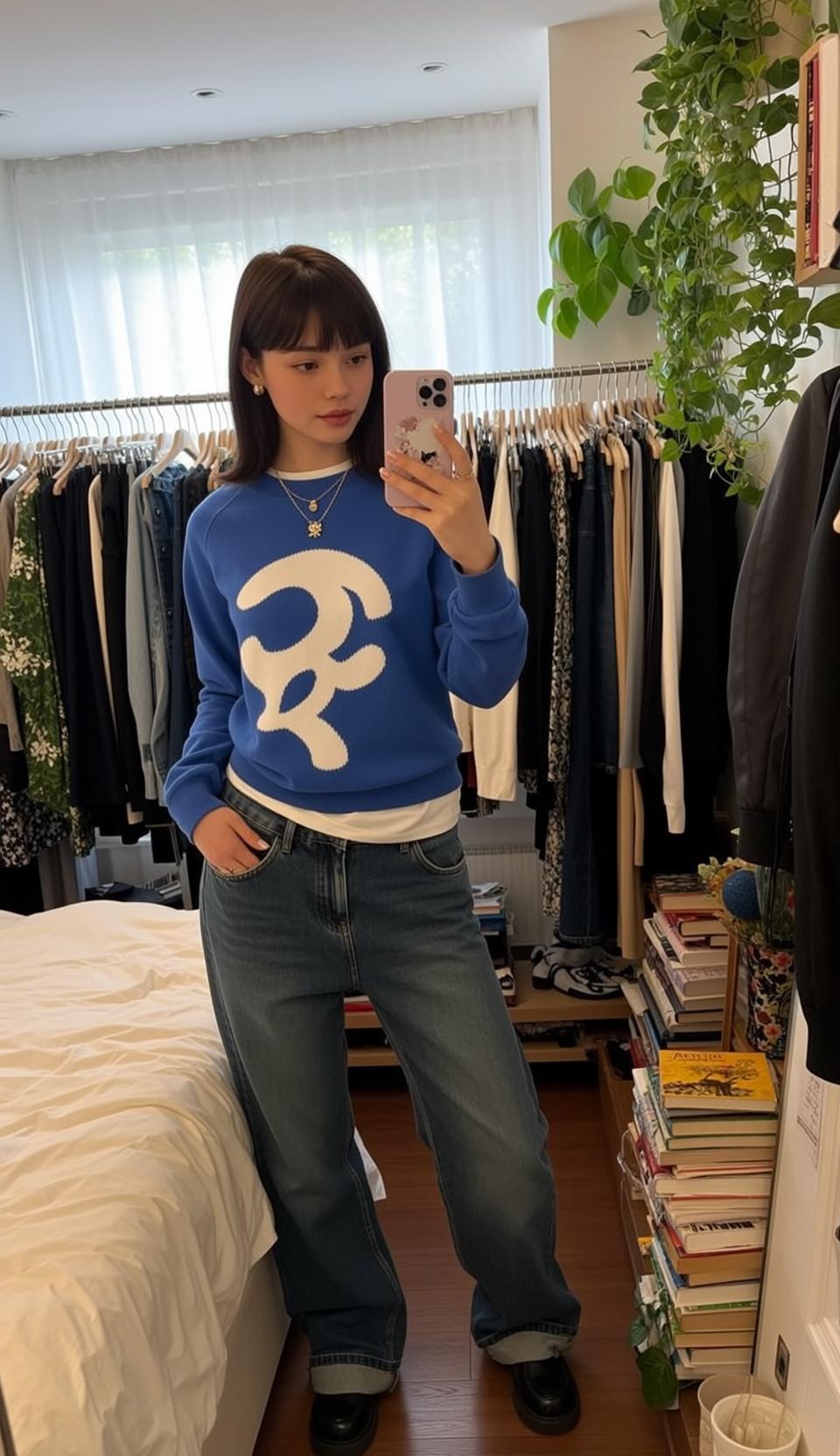 Earrings Necklace And Rings In Mirror Selfie reference photo