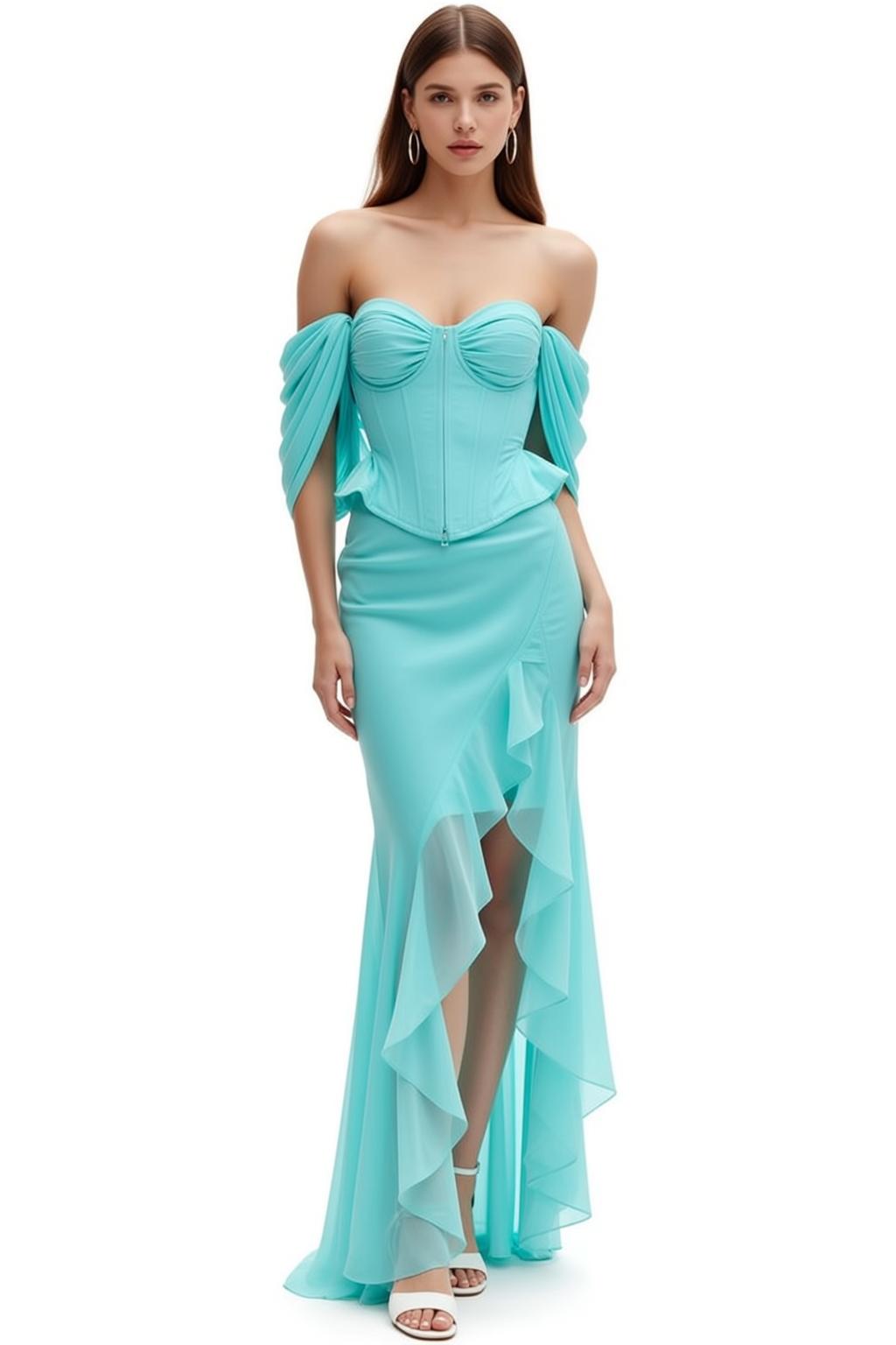 Turquoise Corset Studio Gown Look