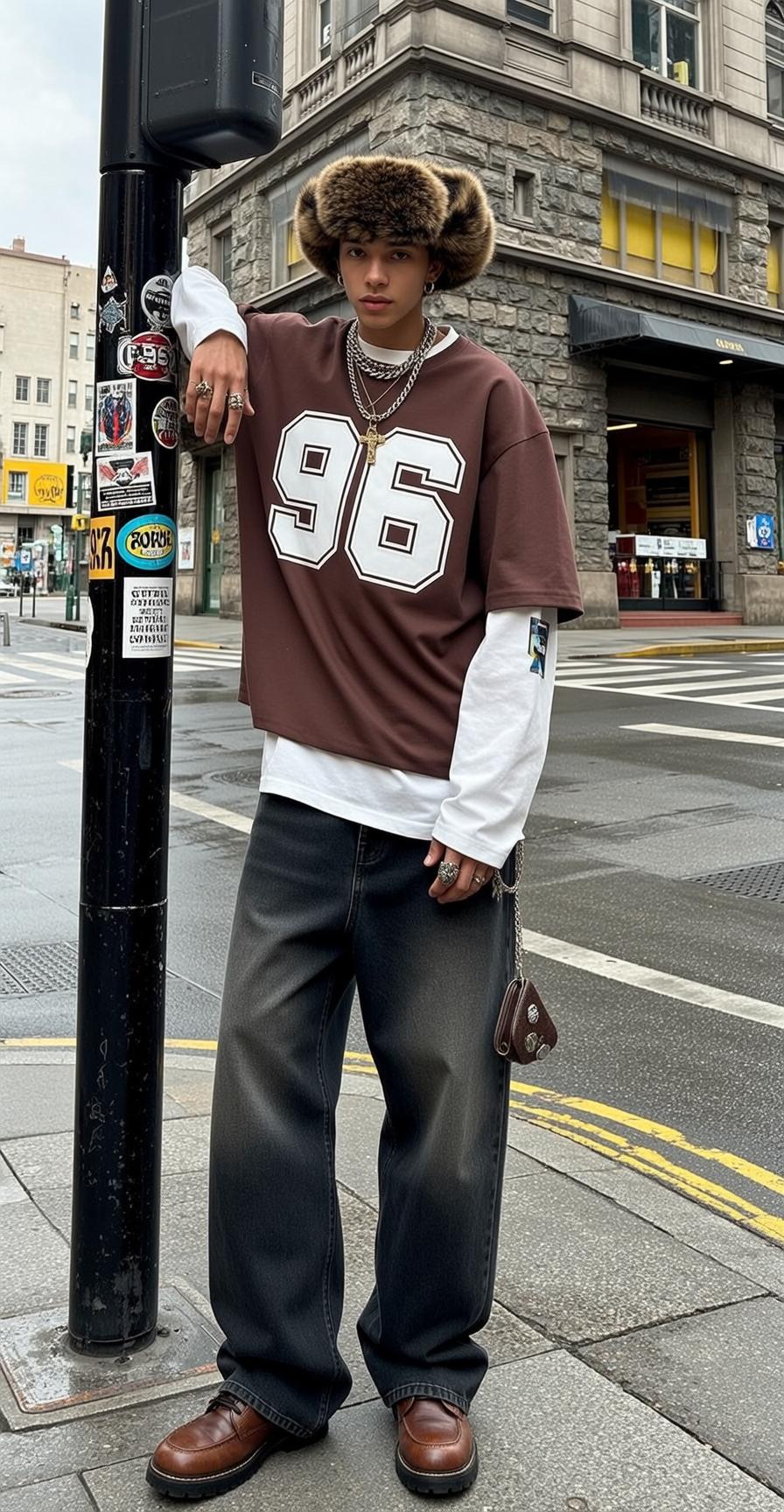 Young Dark Styled Light Brown Oversized T-shirt