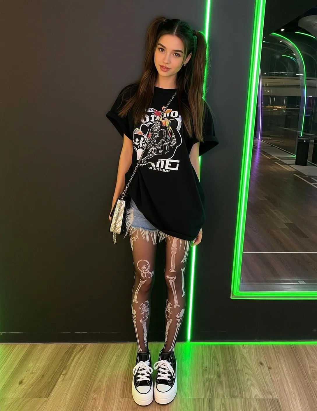 Makeup And Earrings With Black Oversized T Shirt