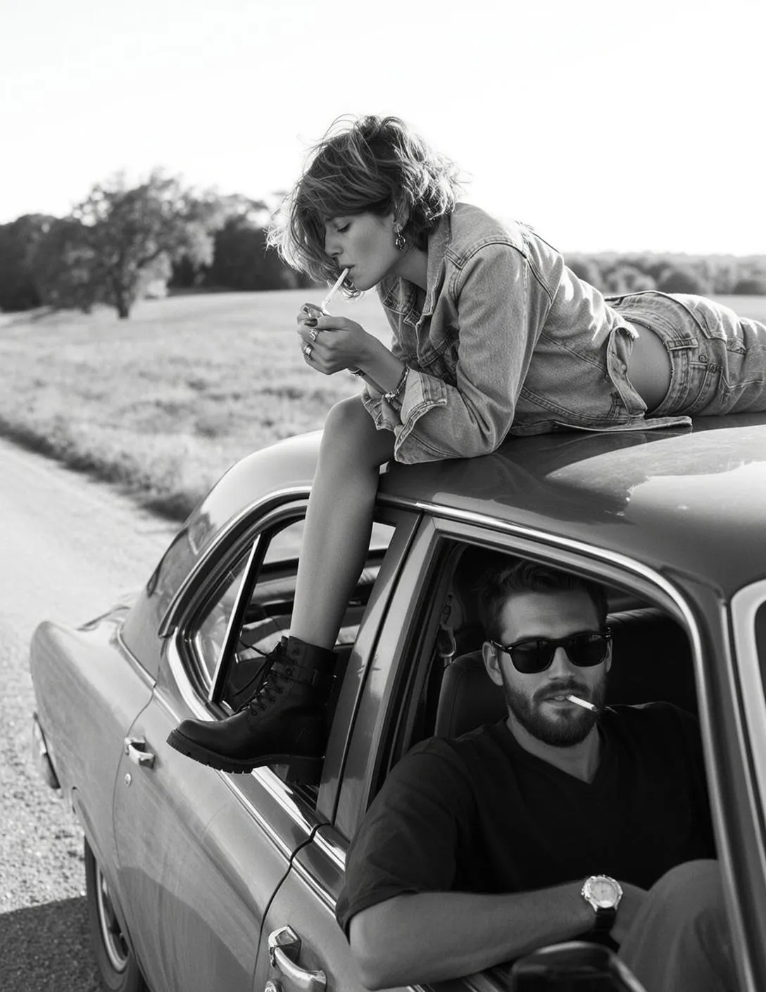 Sunglasses Earrings Bracelets Rings And Wristwatch In Car Portrait