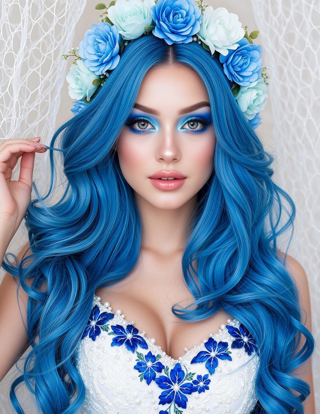 Blue Floral Lace Portrait