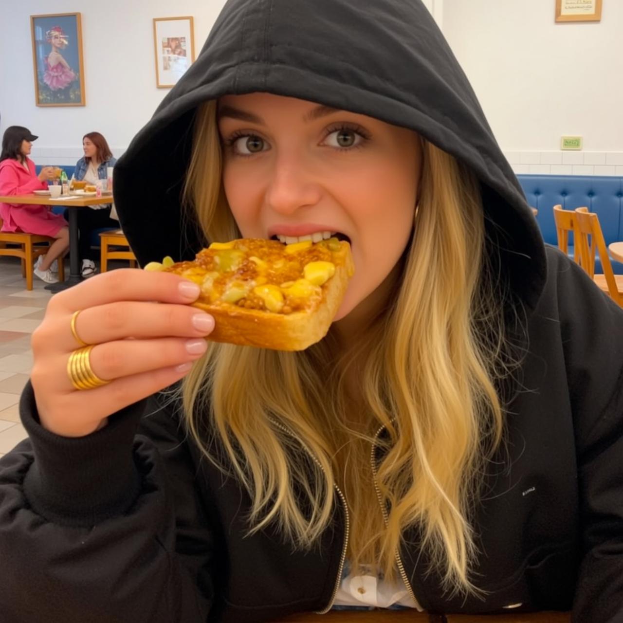 Black Hoodie Toast Bite