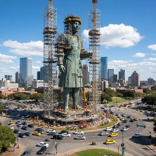 Ultra-realistic Giant Statue Based The Uploaded Photo The Person Stands