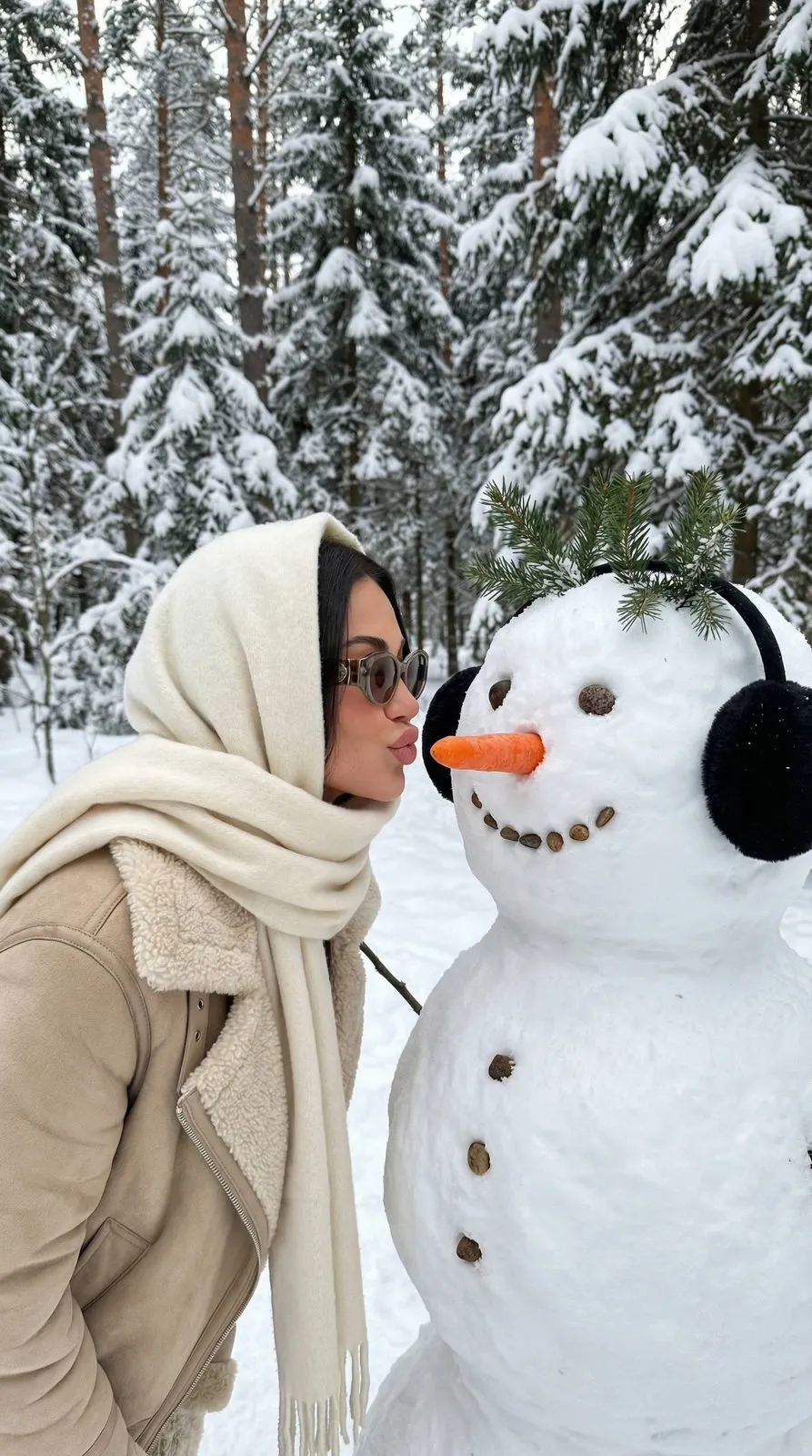 Sunglasses In Snowy Outdoor Portrait
