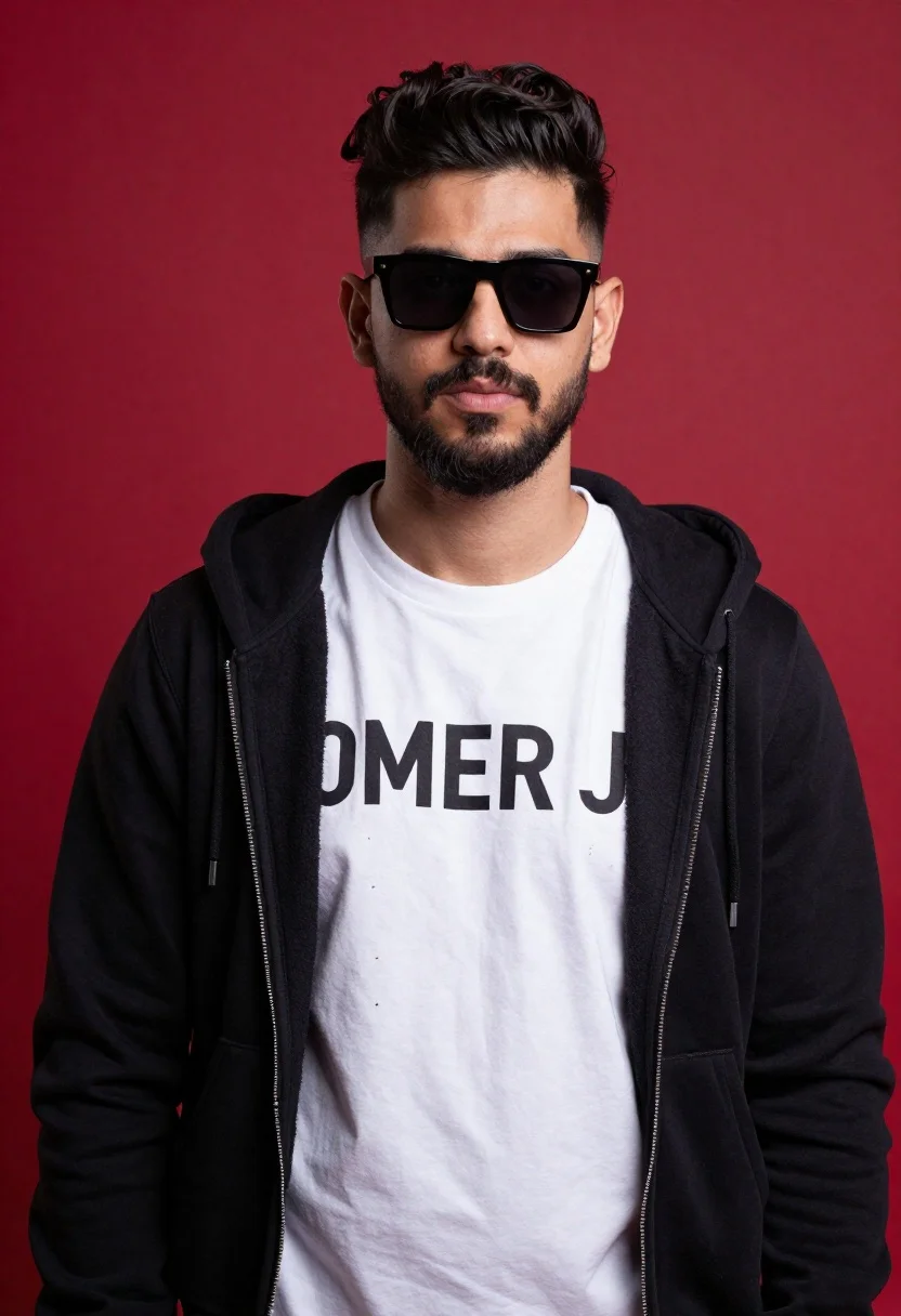 Medium Portrait Young Man Against Vibrant Red Background Subject Dark reference photo