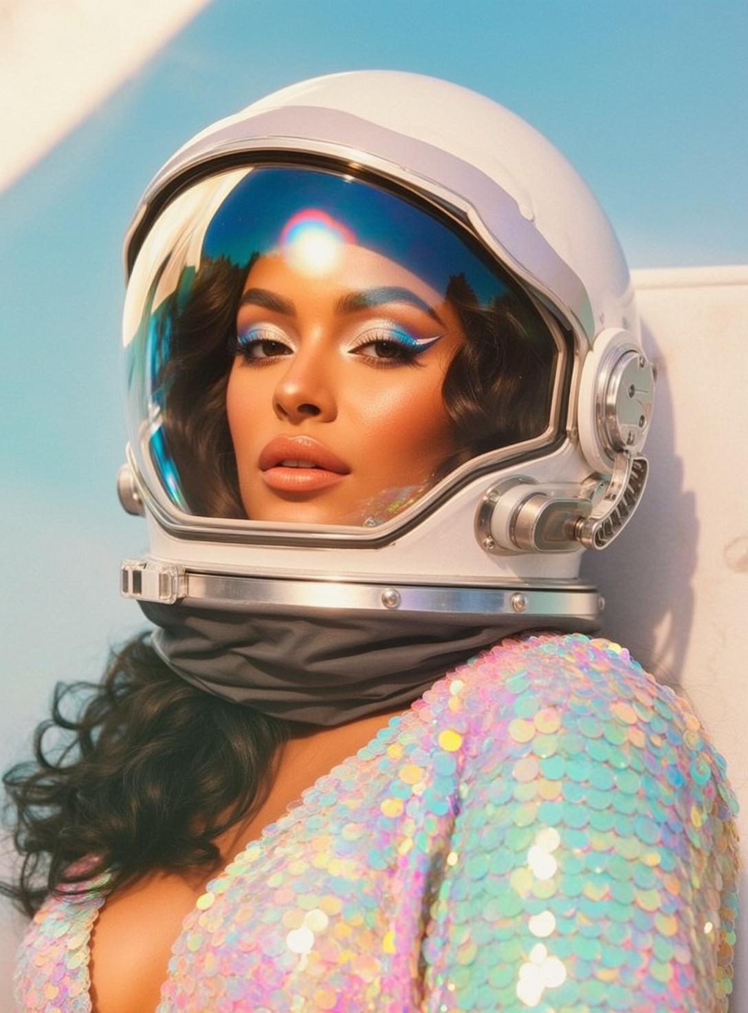 Sequined Top Astronaut Helmet Scene