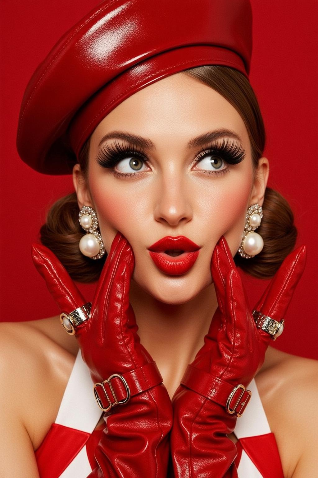 Makeup Shown Chest Her Head Tilted Slightly