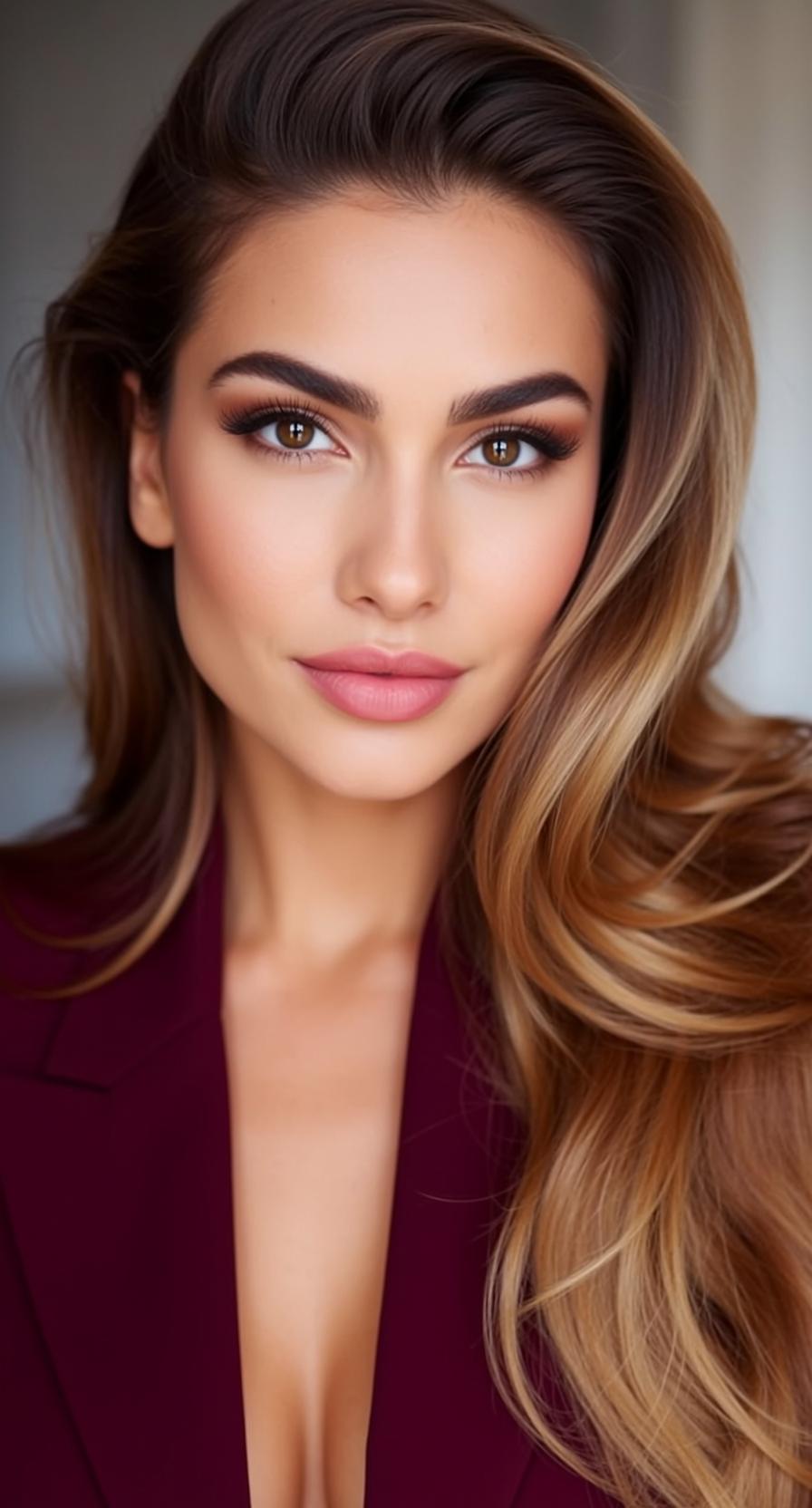 Luxury Long Wavy Brown Blonde Highlights Fair