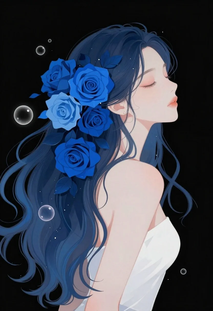 Digital Illustration Serene Woman Profile With Eyes Closed Subject Graceful reference photo