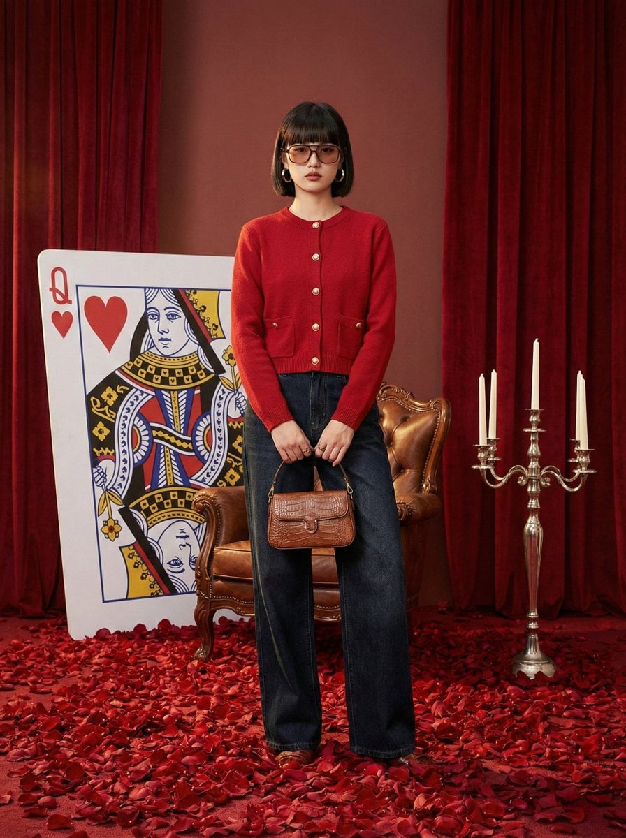 Alice In Wonderland Studio Red Rose Petals Armchair