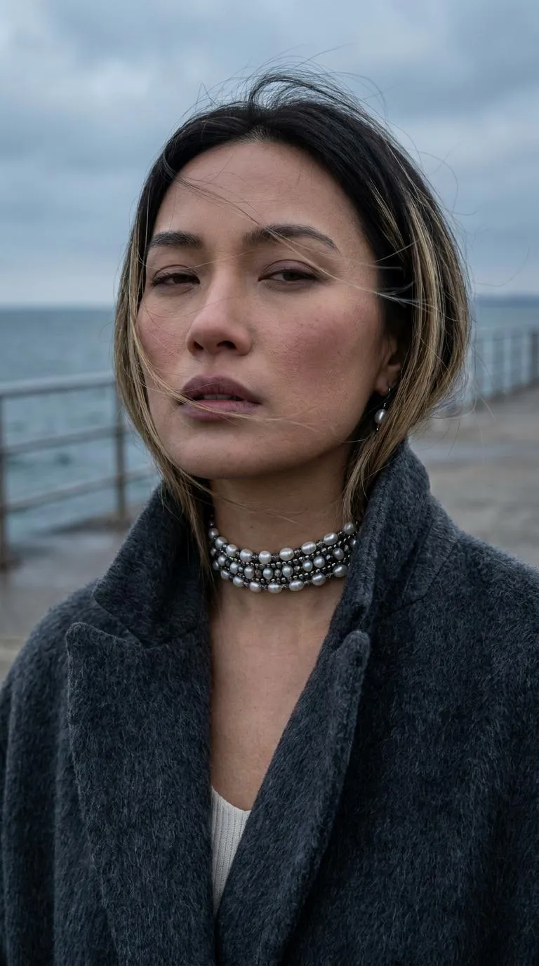Makeup And Earrings In Knitwear Portrait