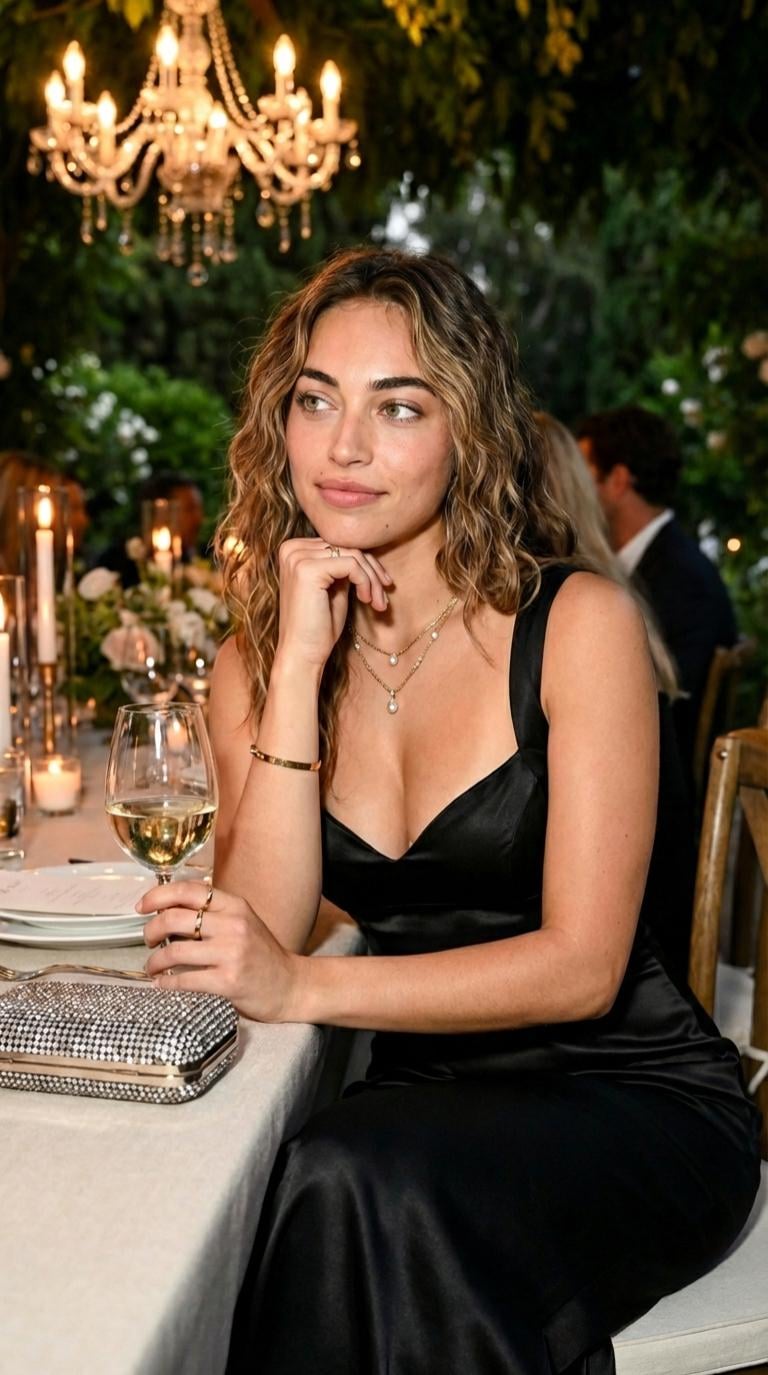 Elegant Outdoor Dinner Night Portrait Golden Light