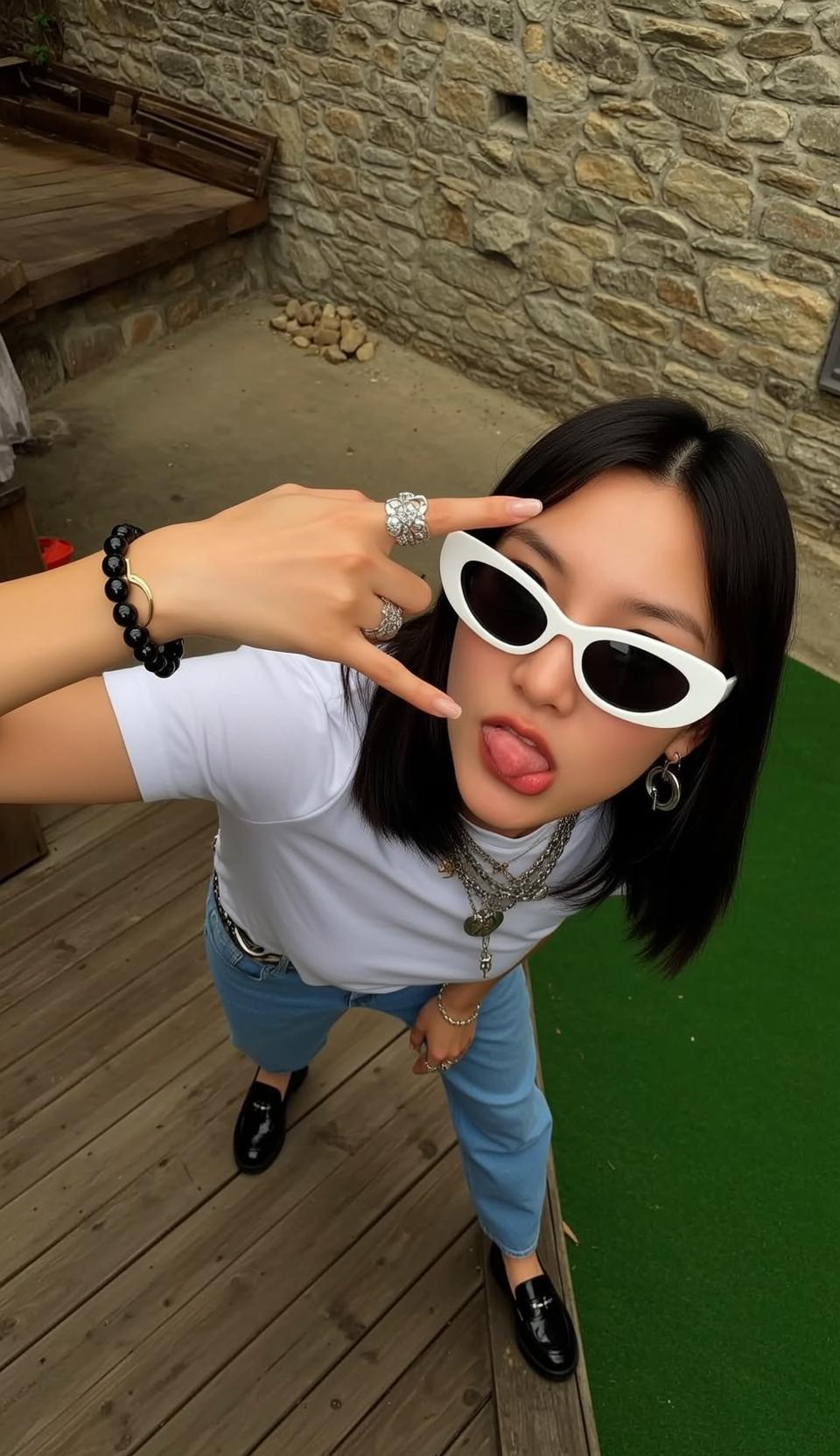 High Angle Rock On White Tee Jeans