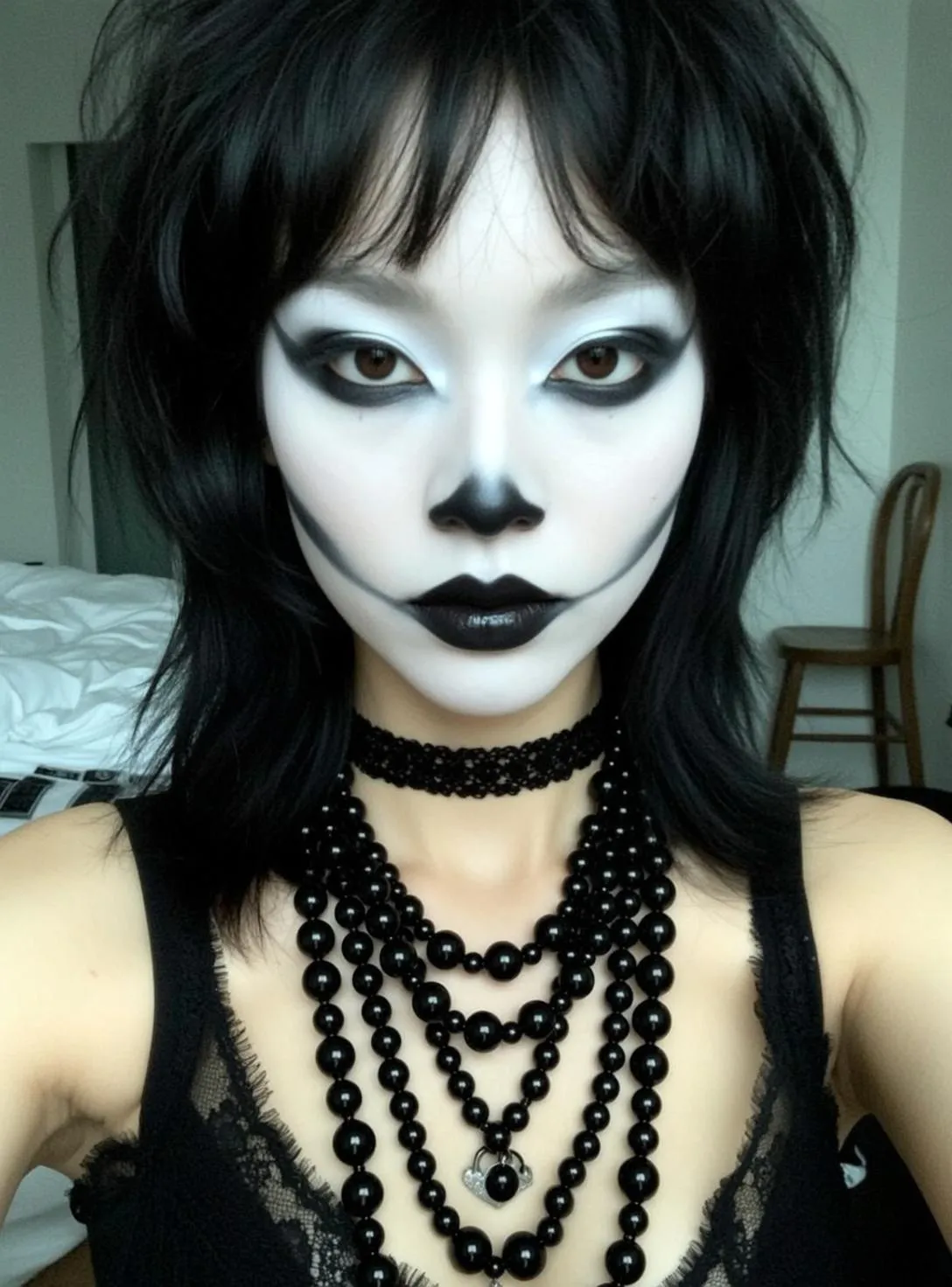 Halloween Makeup Young Dramatic Skull Black Shaggy