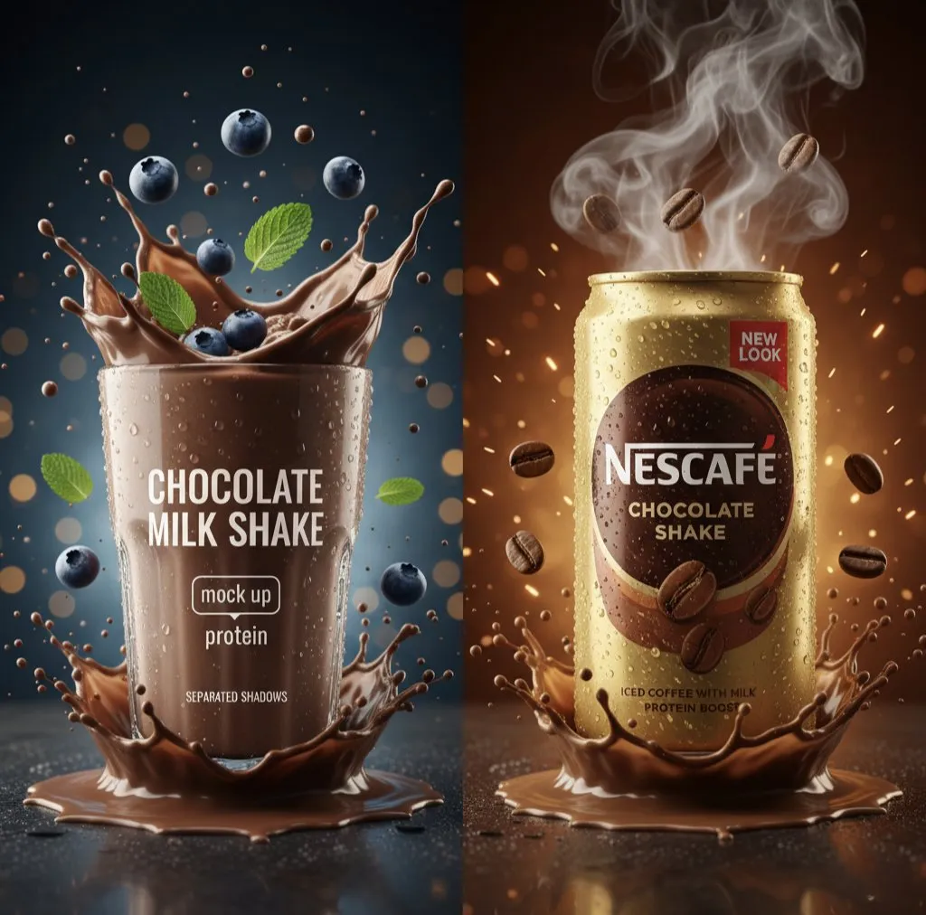 Realistic Chocolate Shake Coffee Can Splash