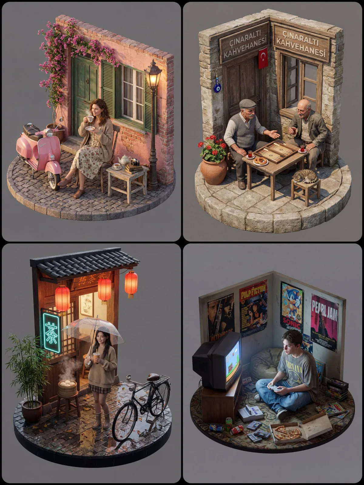 Isometric Scene With Human And Props