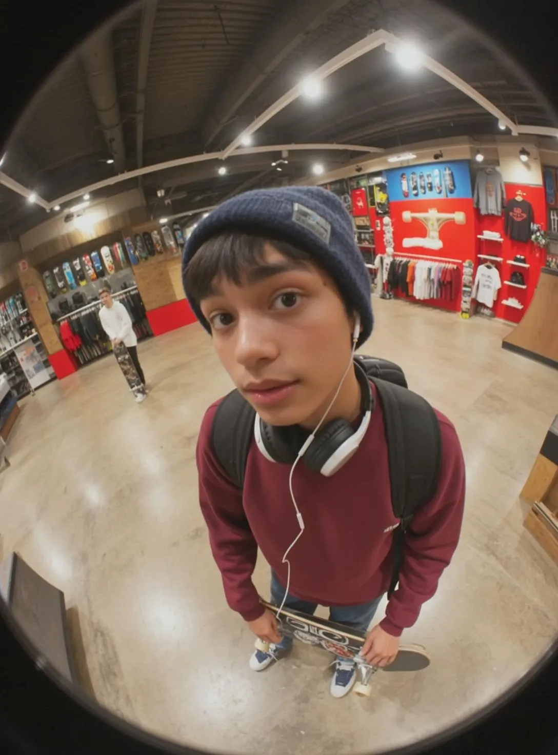Skate Shop Beanie Skateboard Portrait