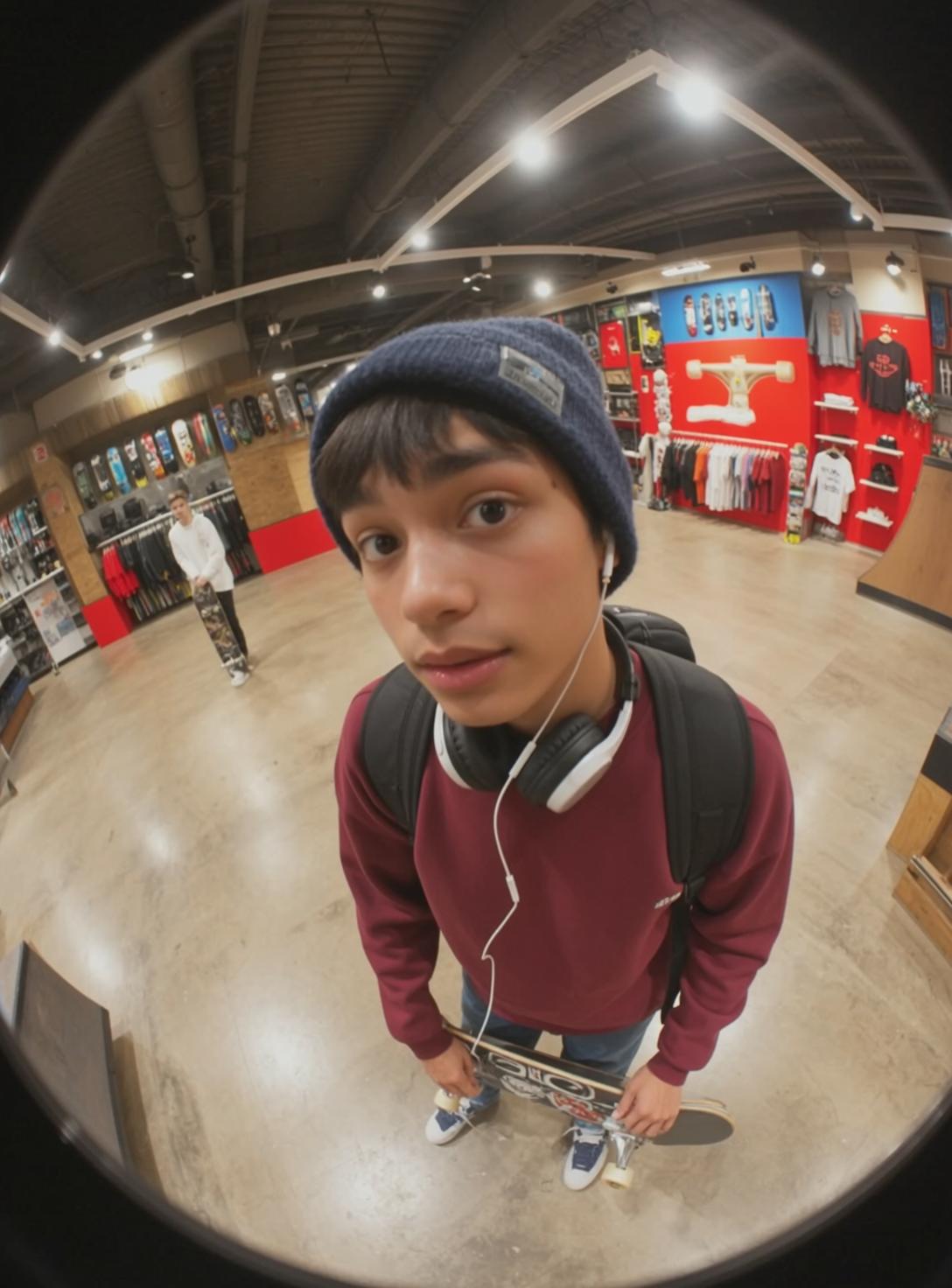 Skate Shop Beanie Skateboard Portrait