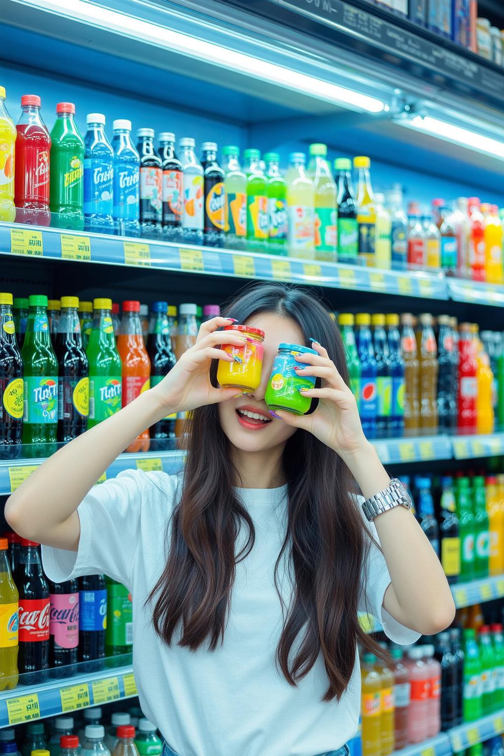 Woman White T Shirt Holding Glass Jars