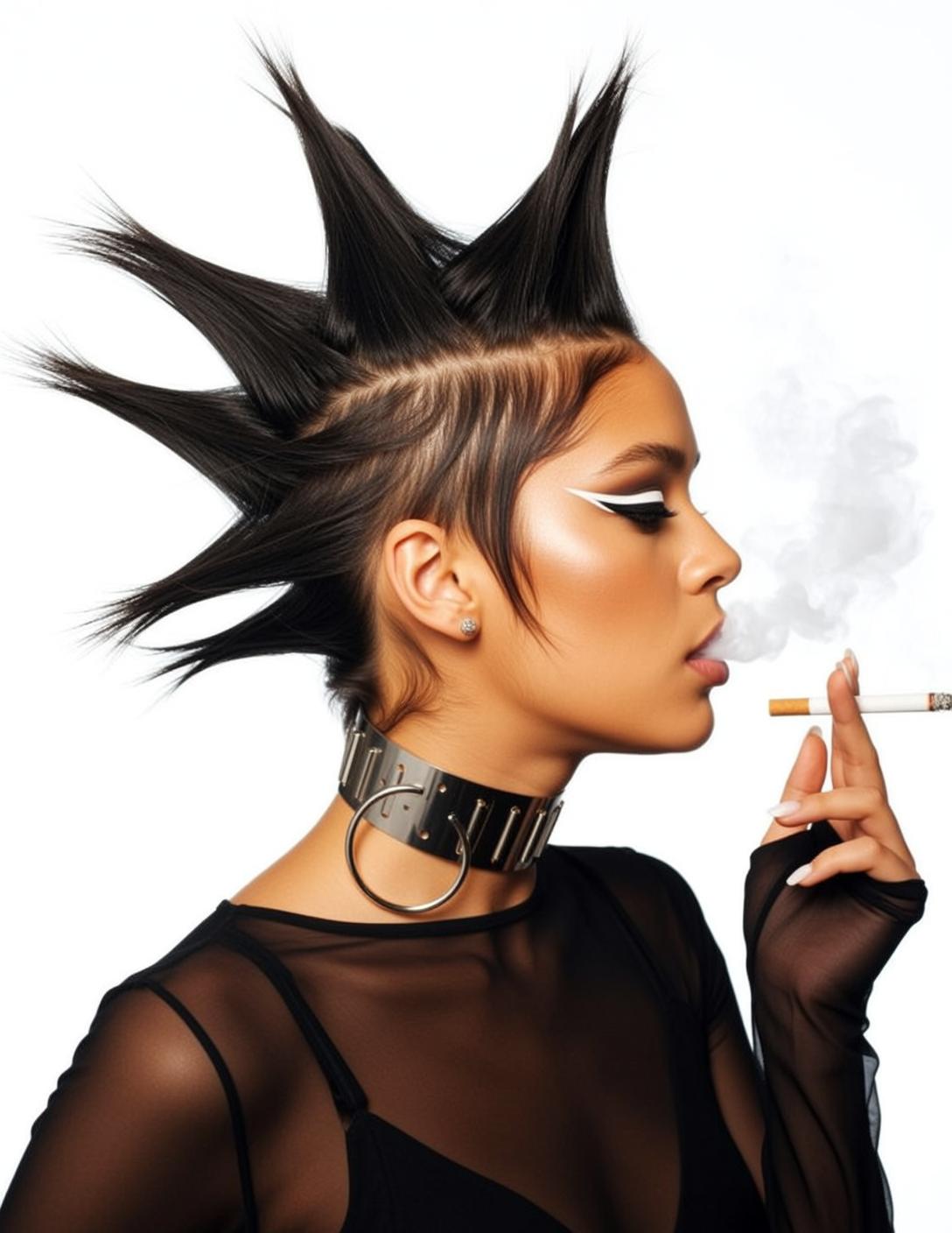 Creative Young Black Mohawk Spiked Sections Tan