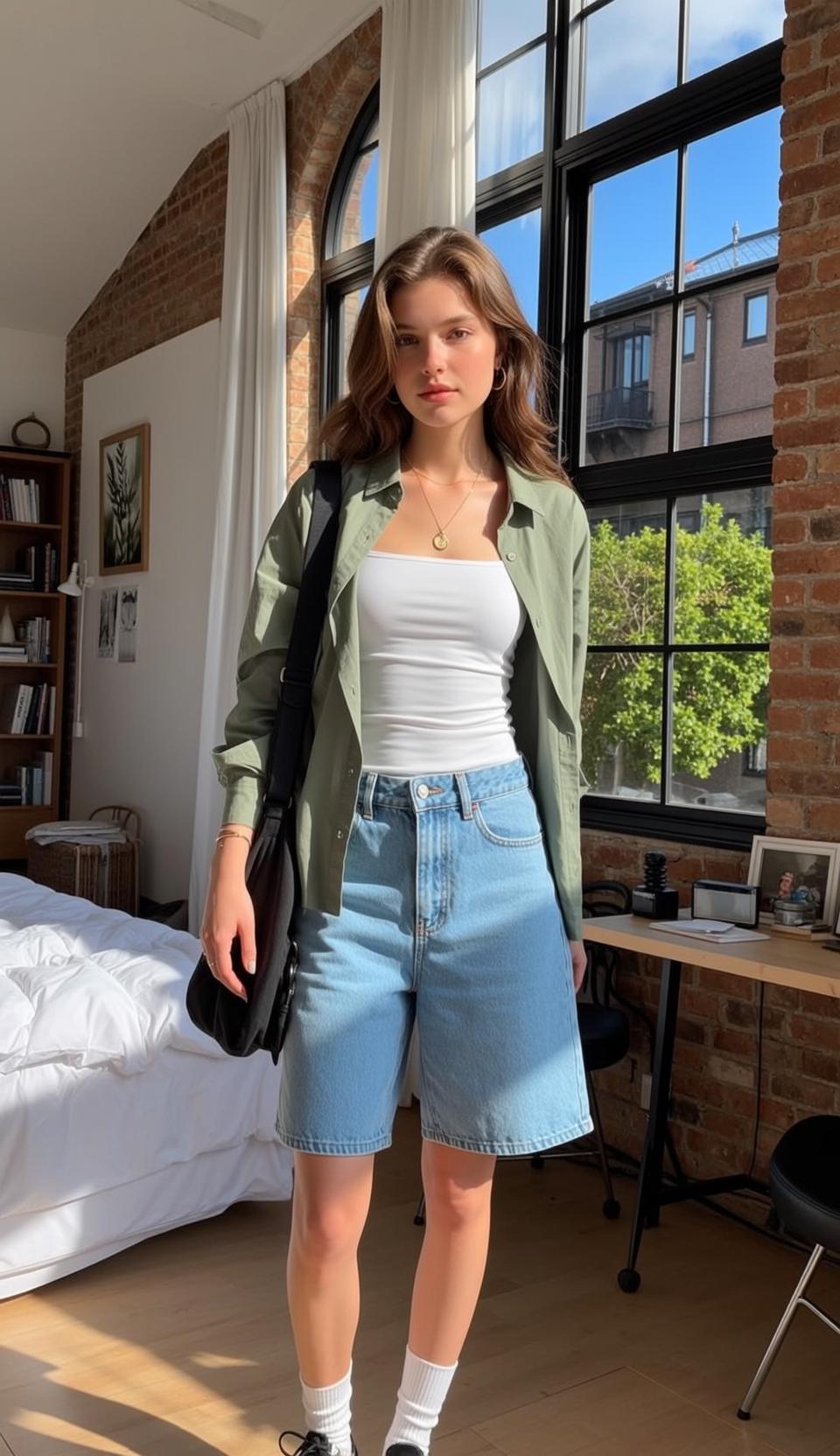 White Strapless Top and Bermuda Shorts