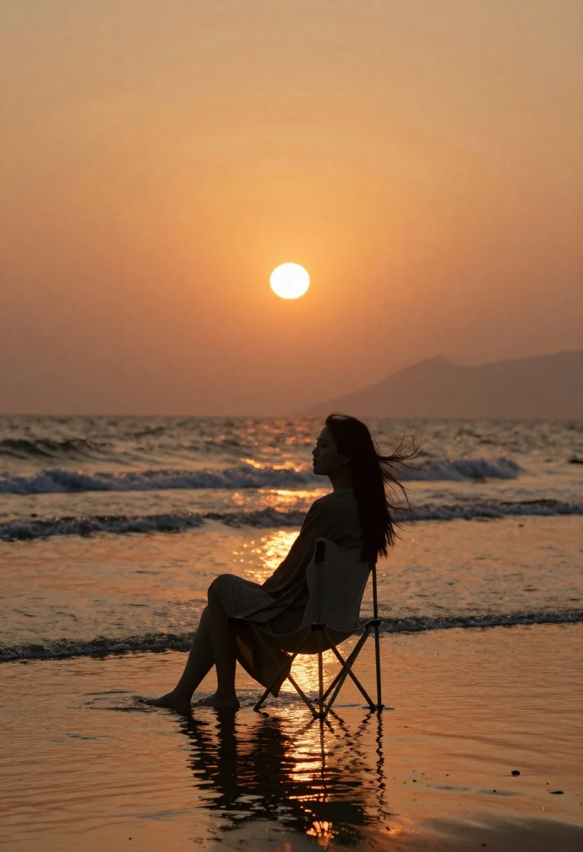 Medium And Scene Cinematic Portrait Lone Figure Silhouette Against The reference photo
