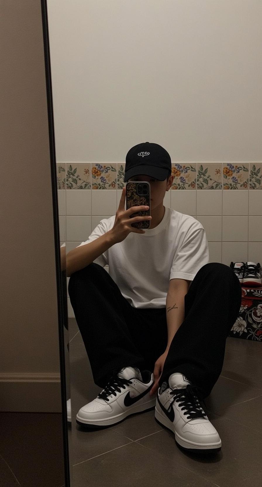 Explore Medium Captures Sitting Tiled Floor Facing