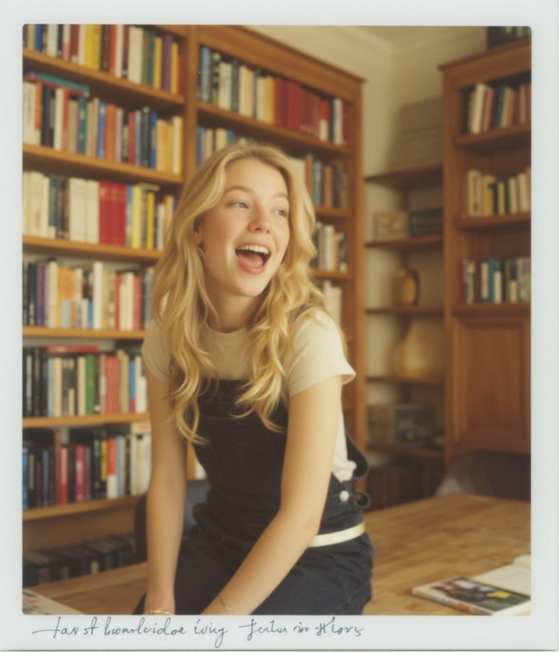 Library Overalls Laughing Portrait