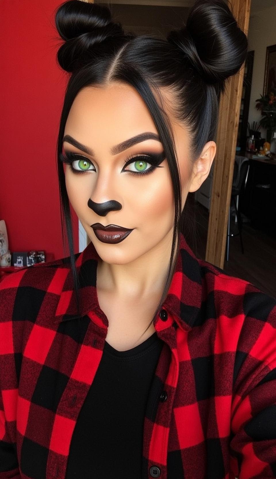Halloween Makeup Young Pulled Two Buns Loose