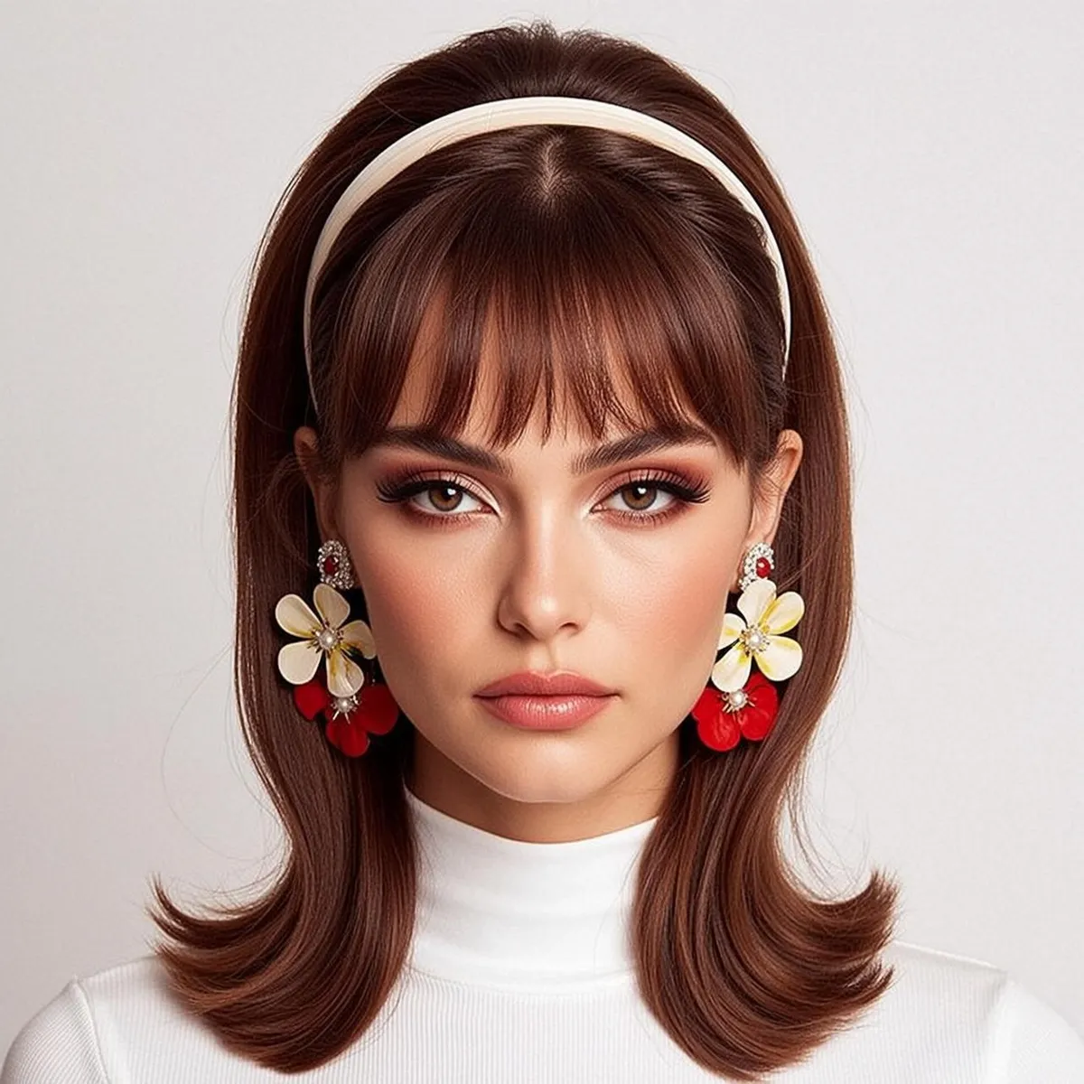 Makeup Earrings And Lash Extensions In Studio Portrait