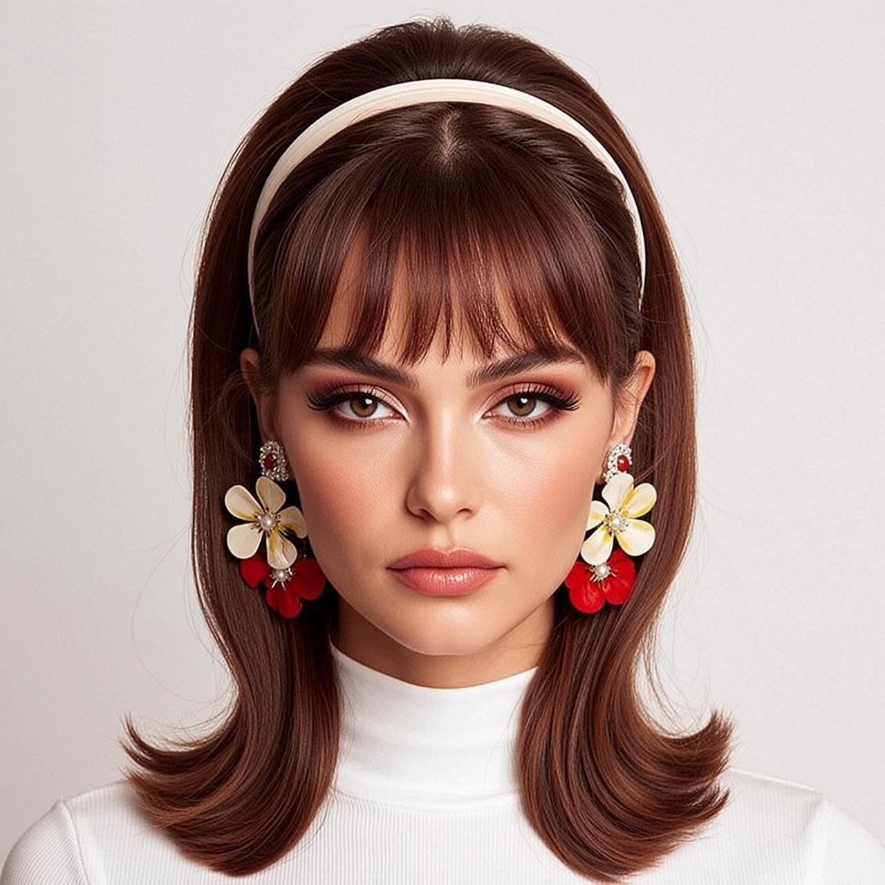 Floral Headband White Turtleneck Portrait