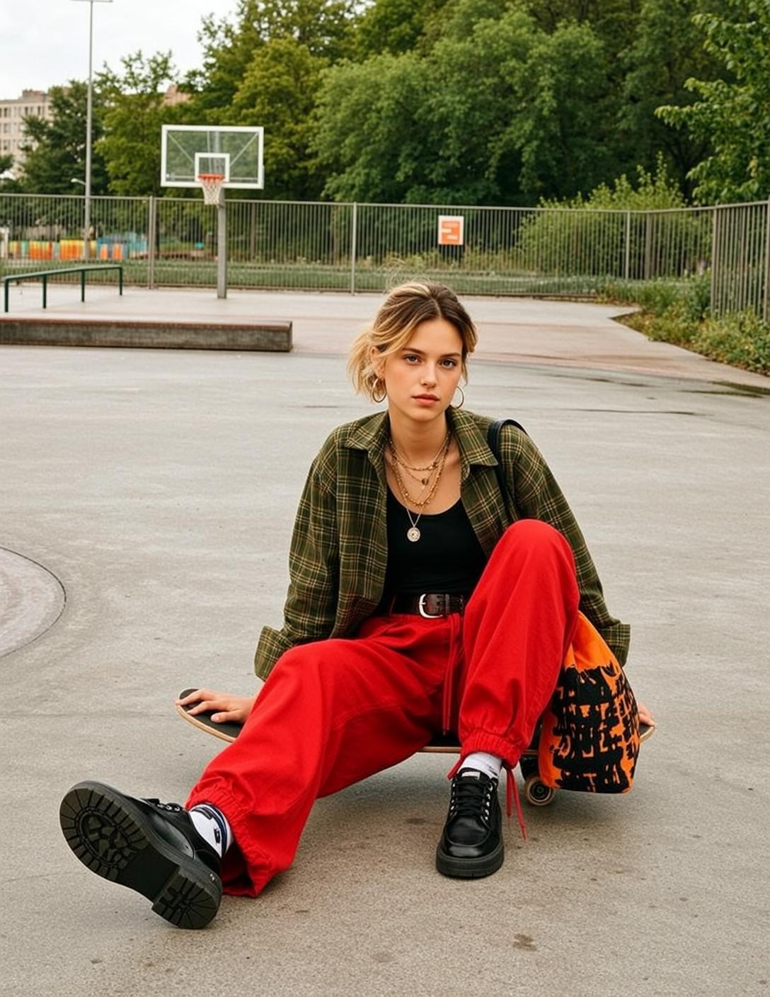 Explore Young Sitting Skateboard Skatepark Her Body