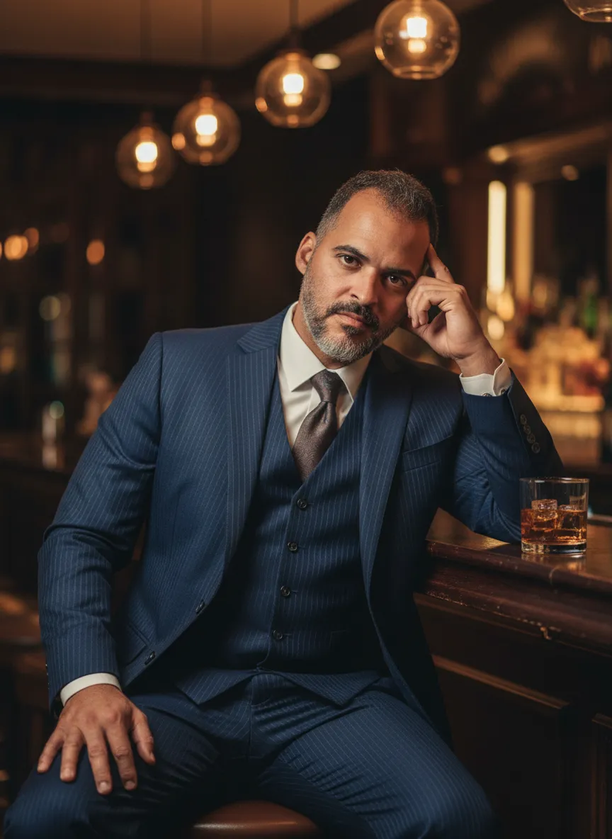 Man In Suit At Upscale Bar