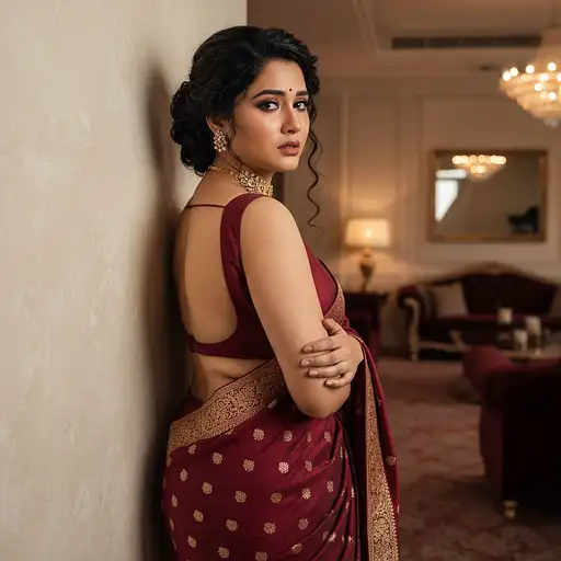 Maroon Carpet Saree Embrace