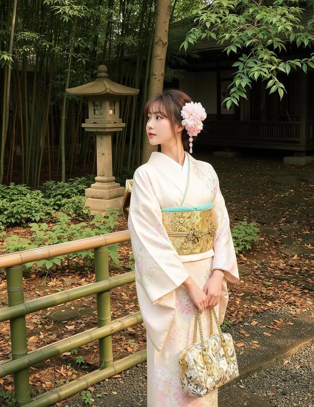 Explore Stands Traditional Japanese Garden Her Body