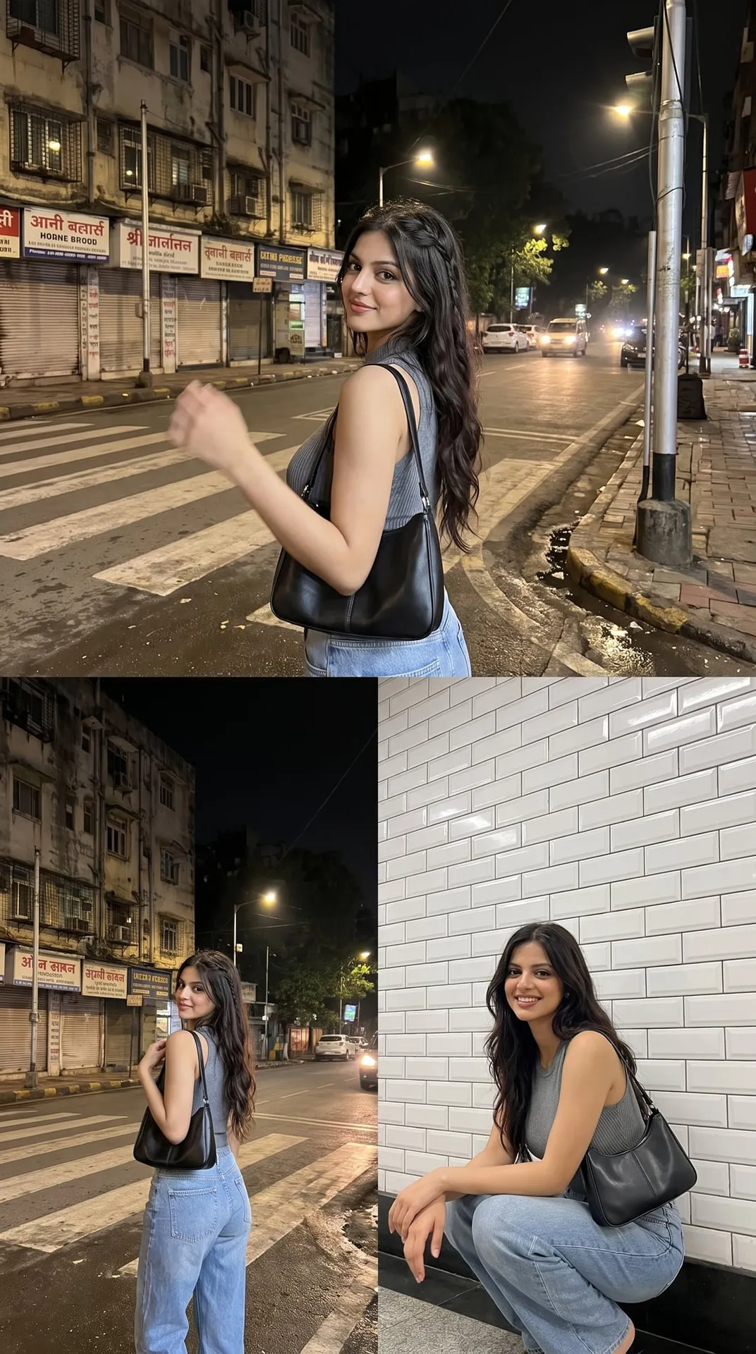 City Street Night And Subway Tile White