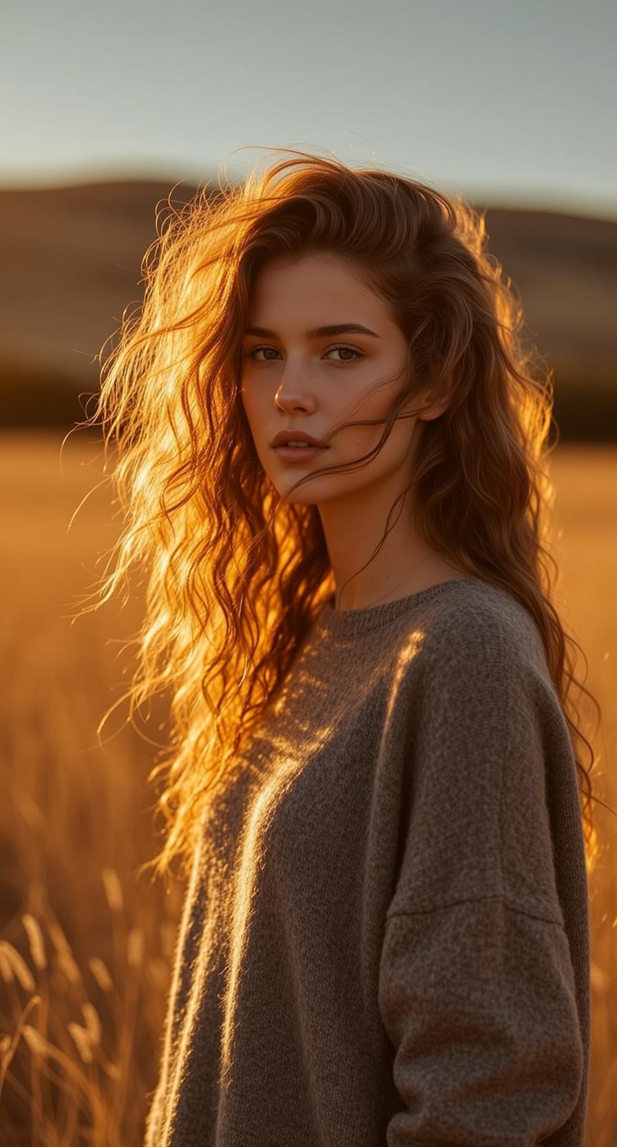 Autumn Young Long Wavy Auburn Fair Oversized