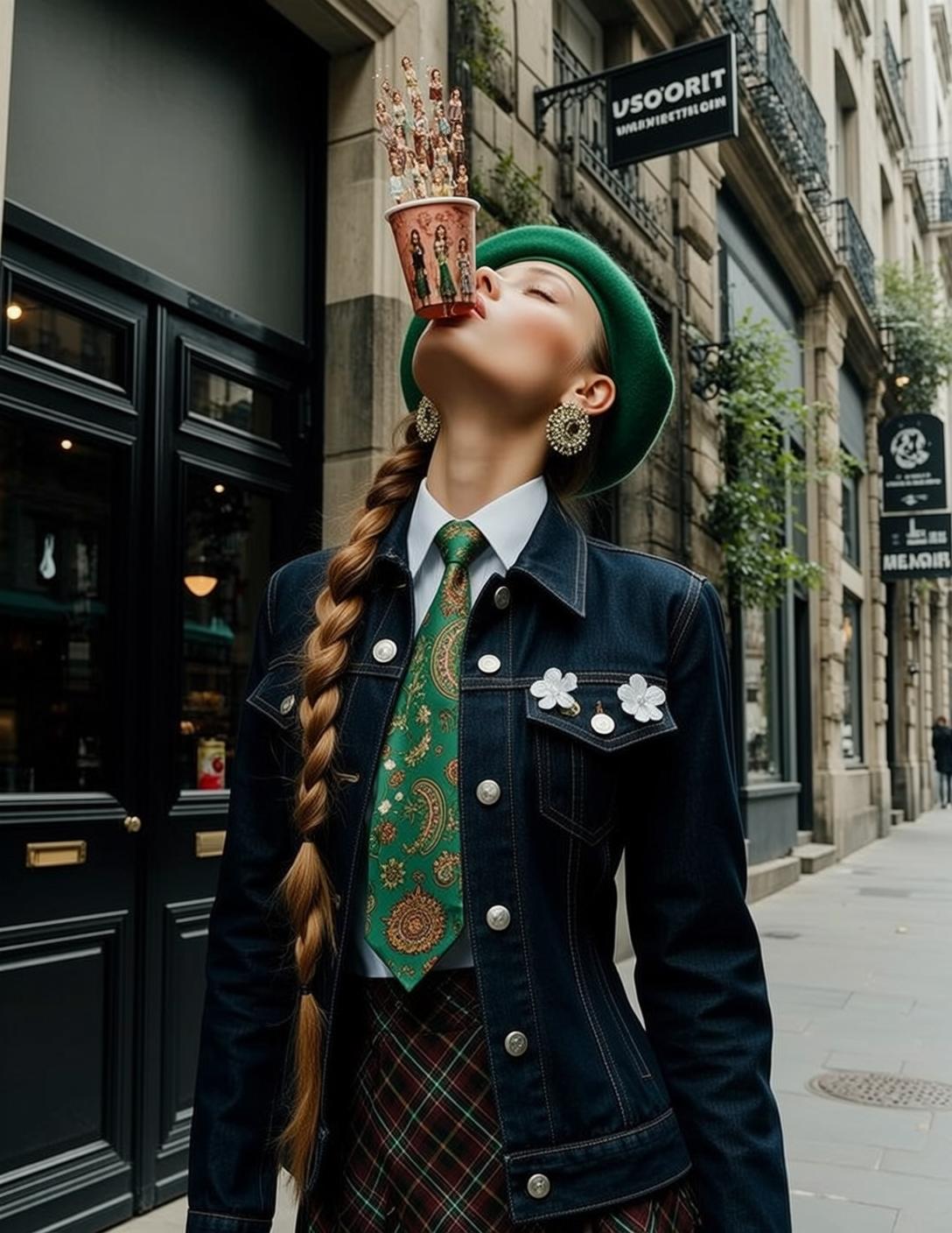 Plaid Skirt Cup Kiss Street