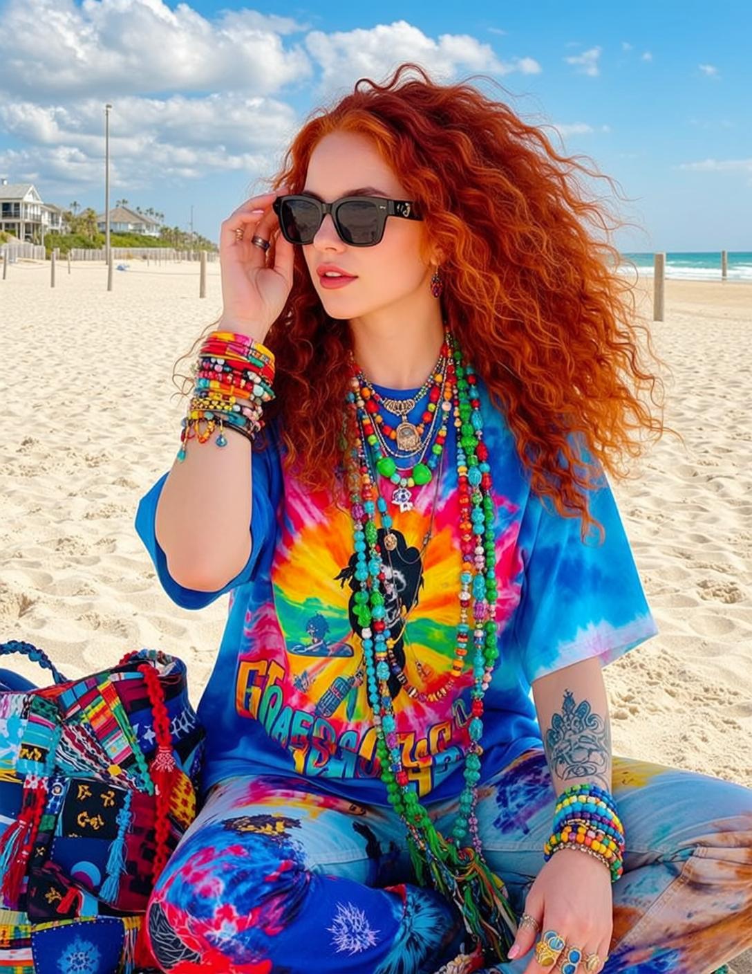 Indie Young Long Curly Bright Red Fair