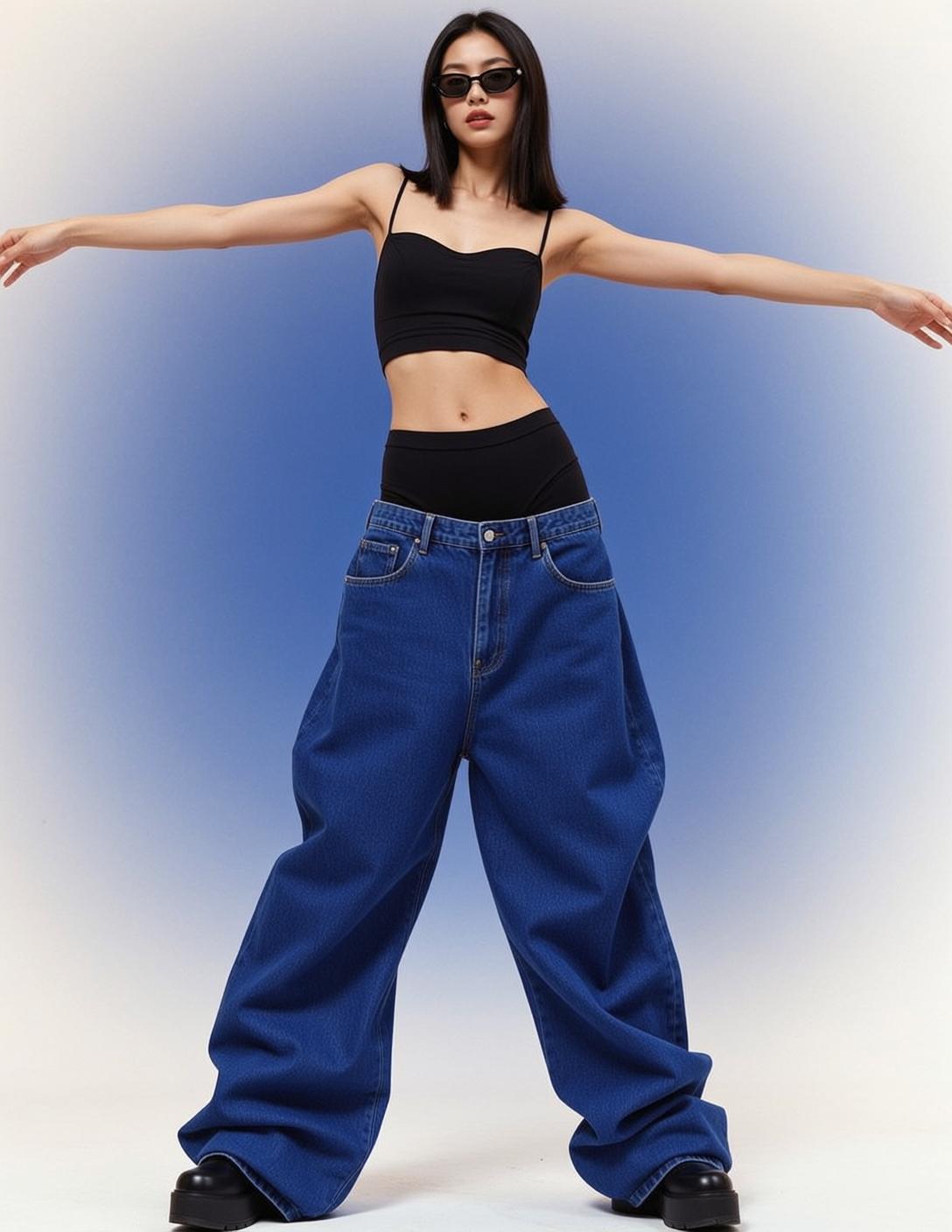 Y2k Stands Her Arms Outstretched Horizontally Palms