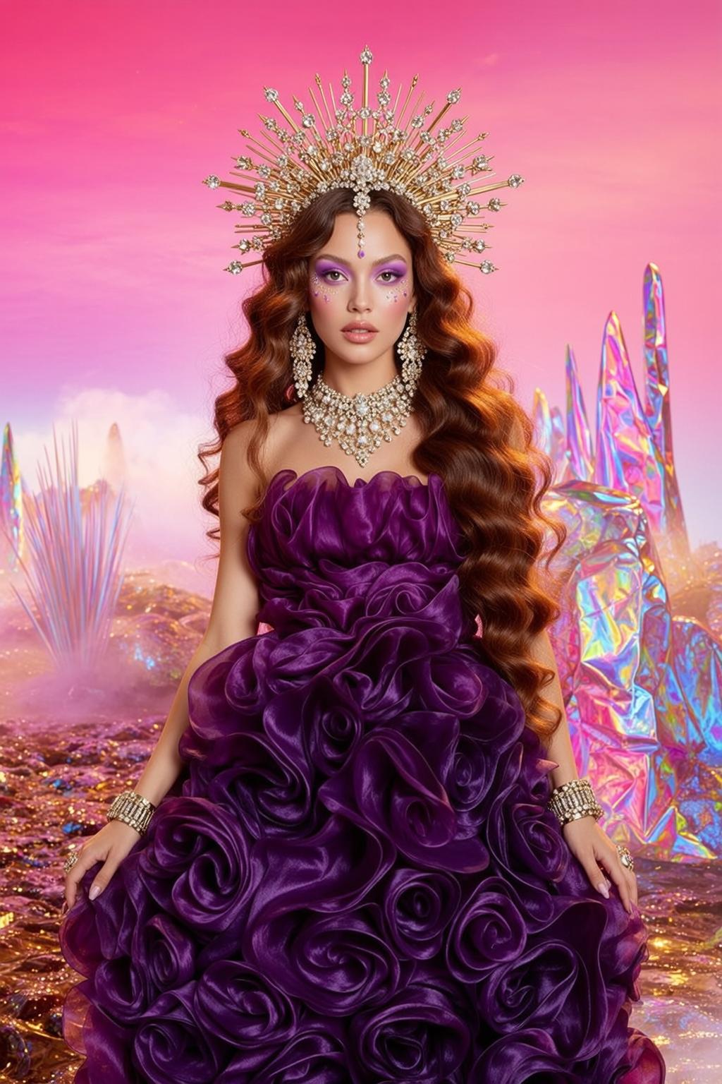 Rose Pattern Ball Gown